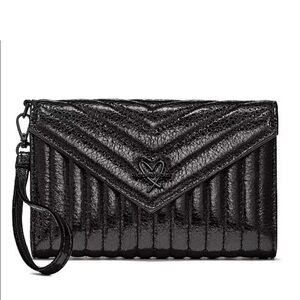 Victoria's Secret Black Textured Wristlet